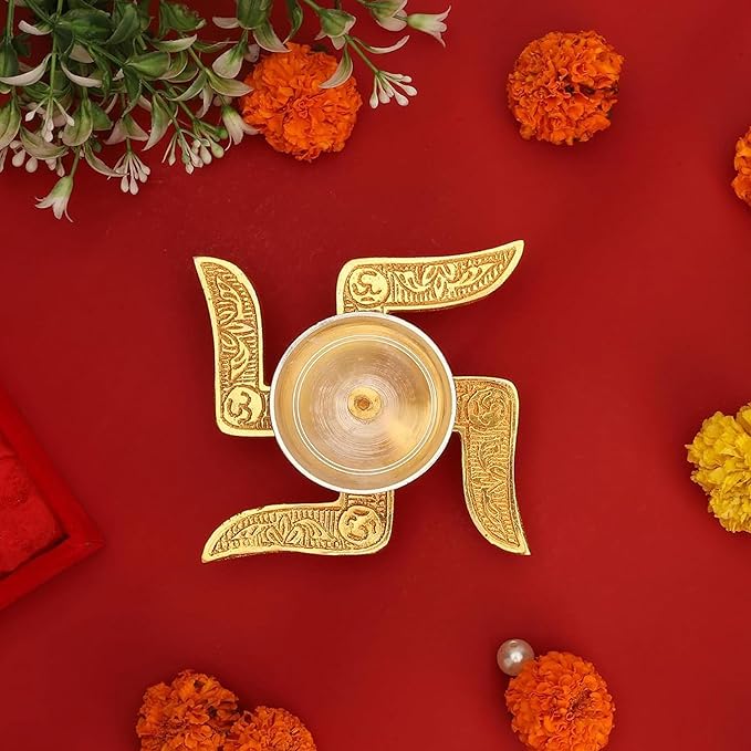 Brass Swastik Diya