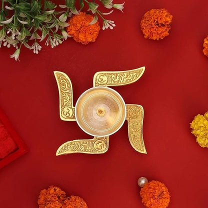 Brass Swastik Diya
