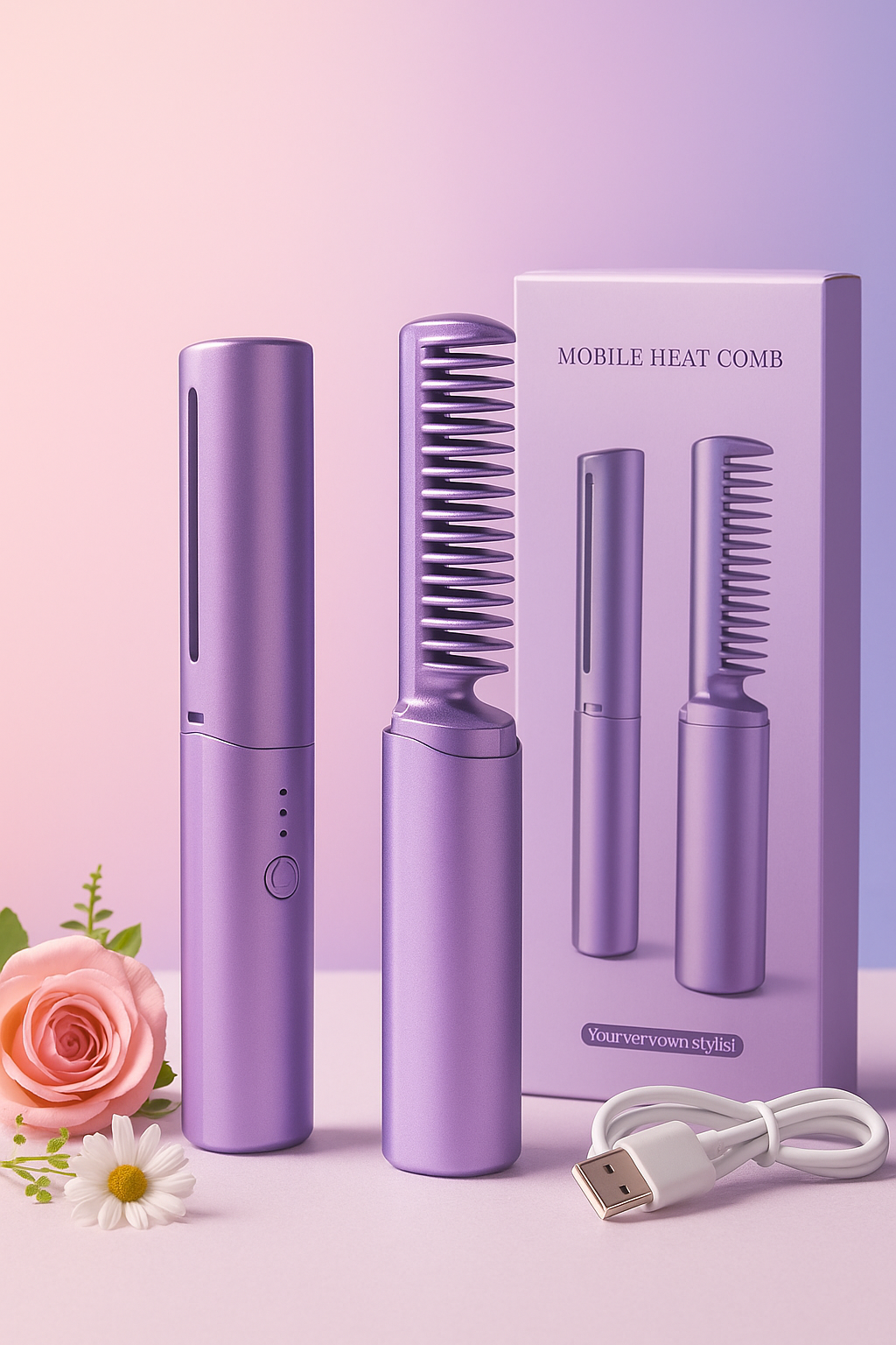 Meneflix Portable Mini Cordless Hair Straightener Hot Comb