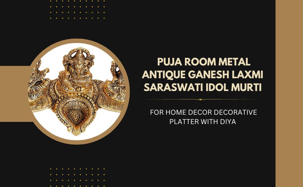 Design Gold Plated Lakshmi Ganesh Saraswati Idol with Deepak Showpiece