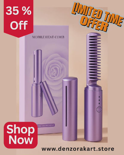 Meneflix Portable Mini Cordless Hair Straightener Hot Comb